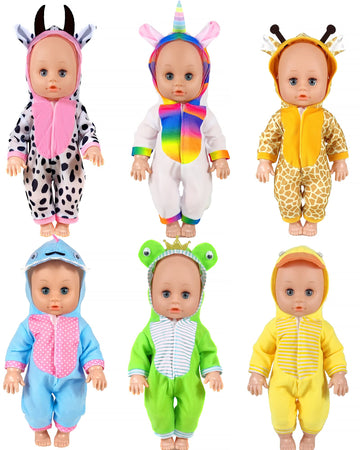 Doll Clothes,12 inch Baby Doll Clothes[6 Sets Animal Styling ] Valentine's Gift for 10/ 11 /12 inch Baby Girl&Boy Dolls