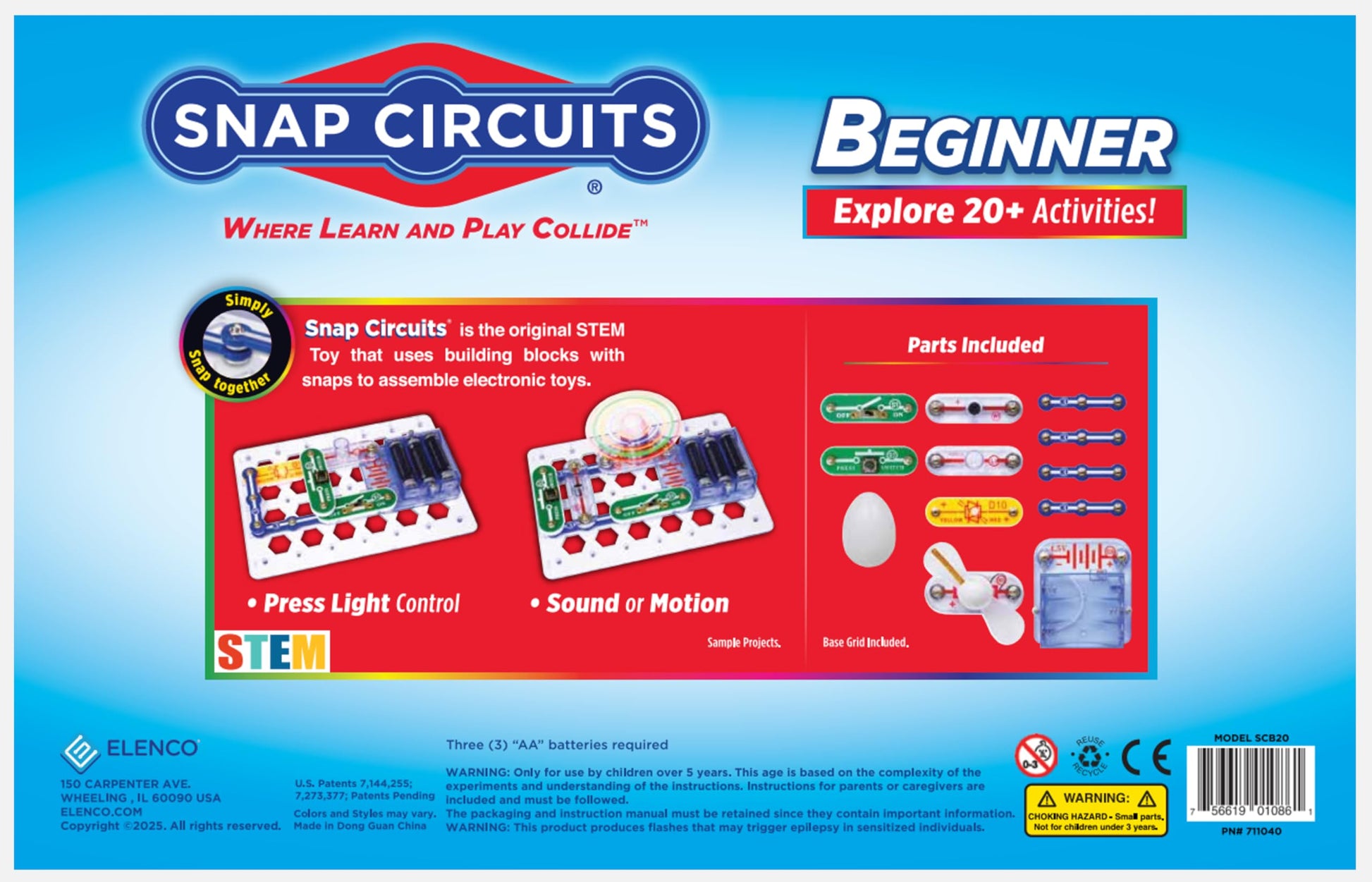 Snap Circuits Beginner, Electronics Exploration Kit, Stem Kit for Ages 5-9 (SCB-20)