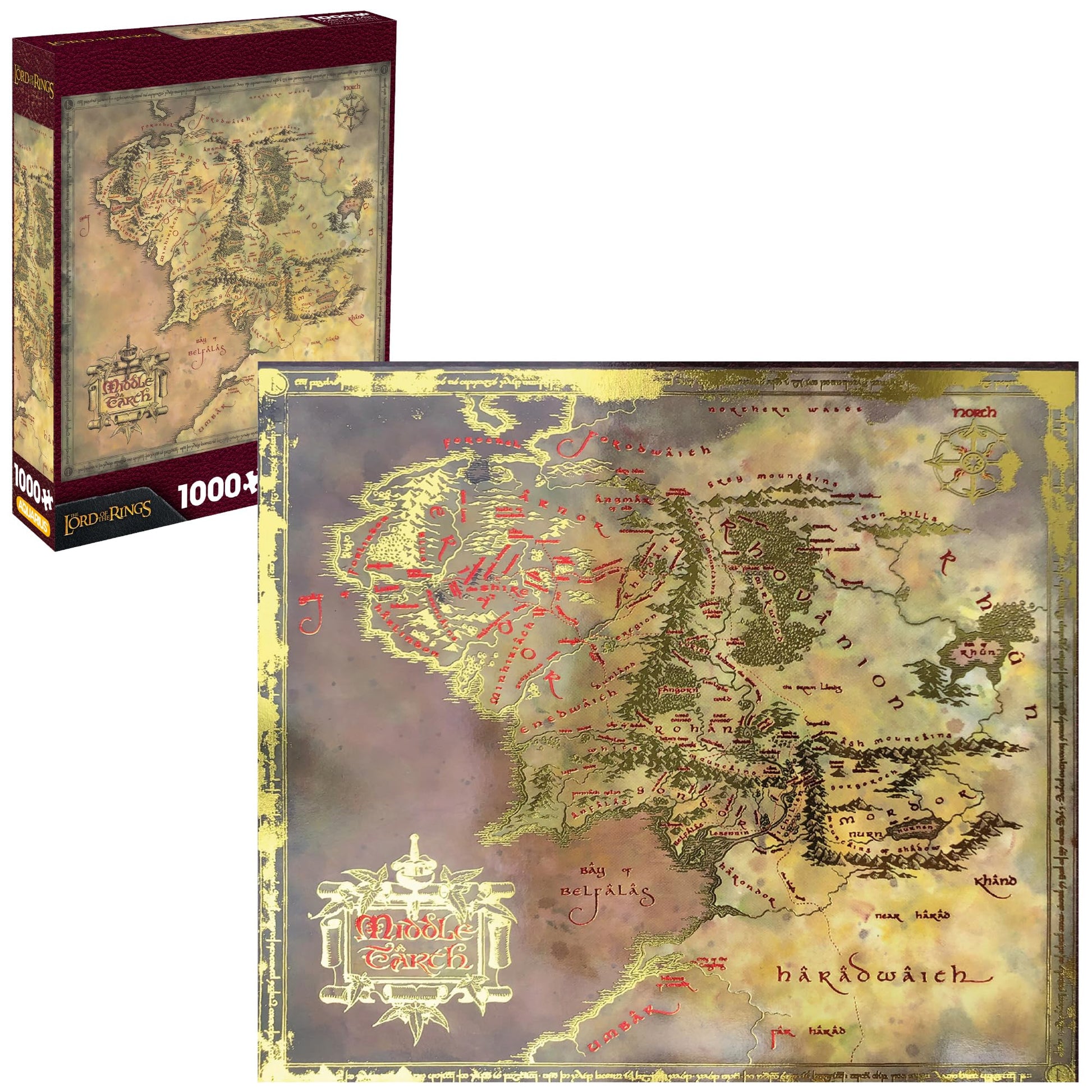 AQUARIUS Lord of the Rings Heat Stamp Gold Foil 1000 Piece Jigsaw Puzzle