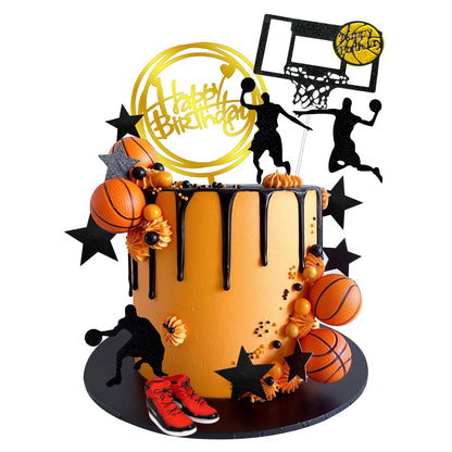 17 PCS Basketball Cake Toppers Basketball Star Themed Cake Decorations for Boy Cake Topper Sport Cake Party Decorations Sports Party Supplies (1)