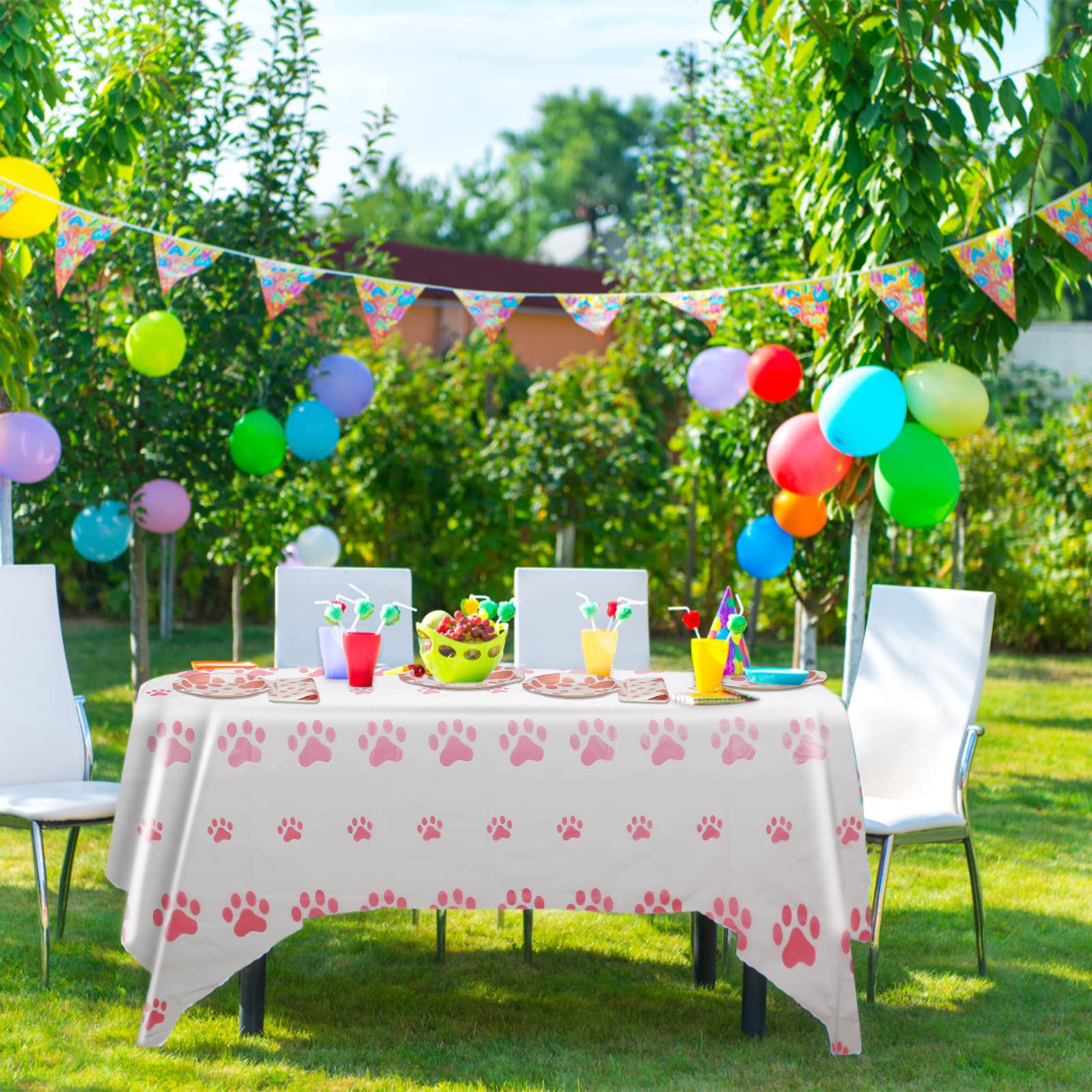 Dog Birthday Decorations, Puppy Party Supplies, 20 Plates and 20 Napkin and 1 tablecloth , Puppy Theme Birthday Party Decoration for Girl