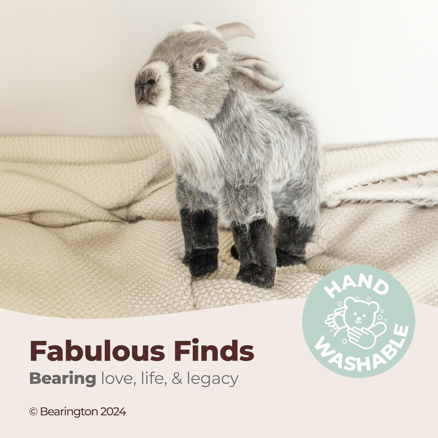 Bearington Garret the Goat Realistic Stuffed Animals - 12" Gray Plush Goat Stuffy with Weighted Body, Soft Fur, Airbrushed Details and Lifelike Design