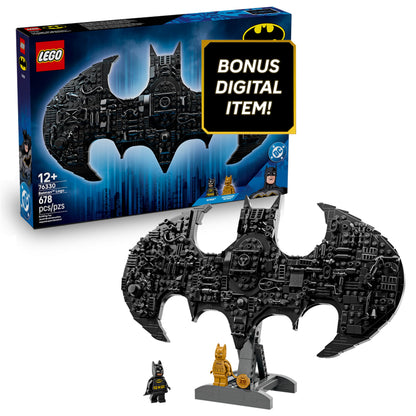 LEGO DC Batman: Batman Logo Building Toy - Super Hero Bedroom Decor for Kids, Boys & Girls, Ages 12+ - with Classic & Golden Batman Minifigures - Gift