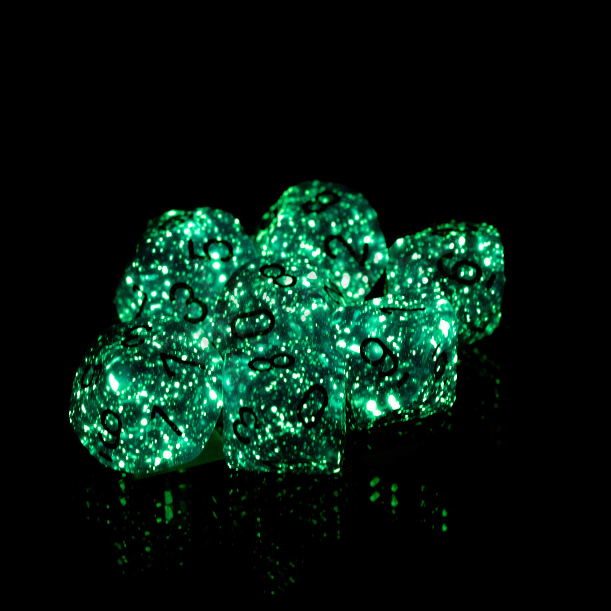 Borealis Teal/Gold Luminary Set of Ten d10s (27385)