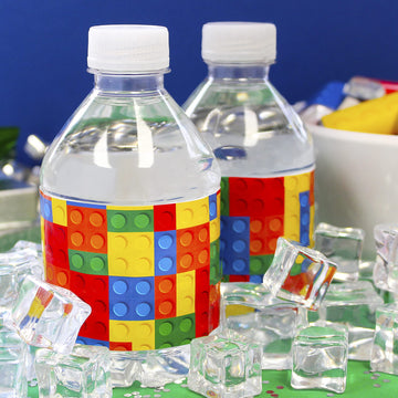 Building Blocks Birthday Party Water Bottle Labels - 20 Stickers