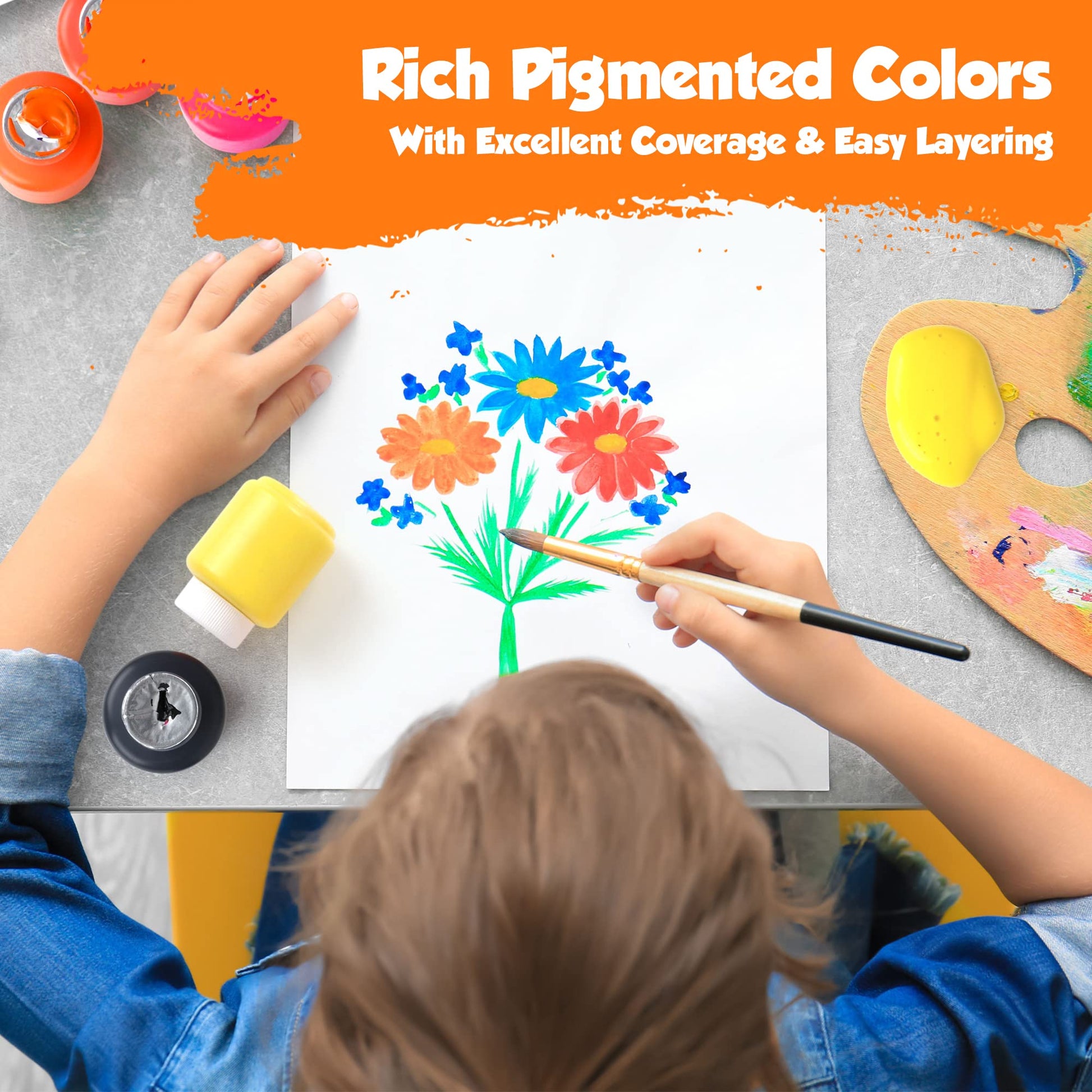 EXTRIC Washable Paint for Kids 6 PK Tempera Finger Paints 2oz Bottles