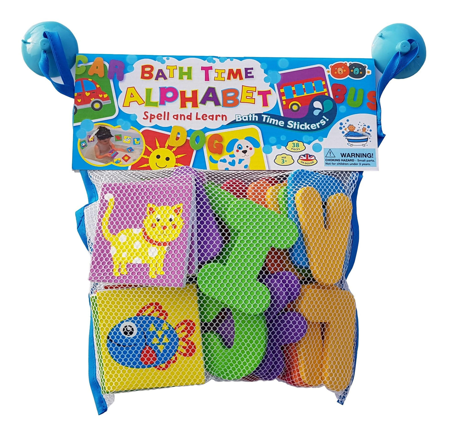 Buddy & Barney Bath Toy Stickers - Bath Alphabets and Animals Learning Stickers for Kids | 38 Pieces Spell & Learn Foam Bath Toys with Storage Bag