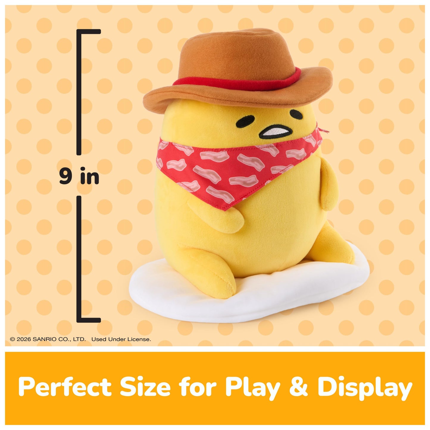 GUND Sanrio Gudetama The Lazy Egg Cowboy 9-Inch Western Themed Stuffed Toy