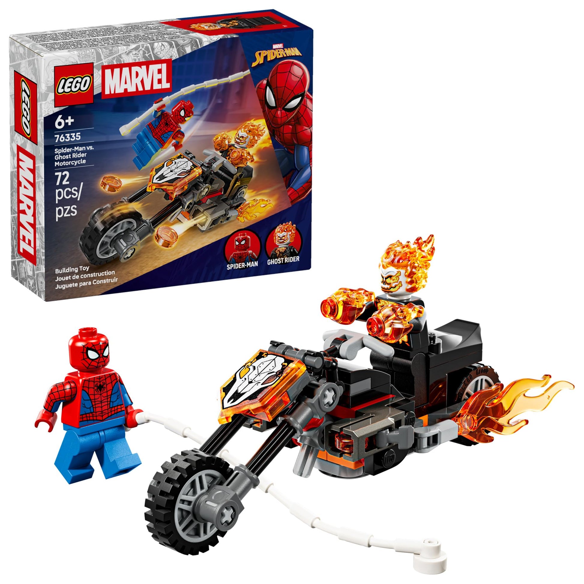 LEGO Marvel Spider-Man vs. Ghost Rider Motorcycle Building Toy for Boys & Girls, Ages 6+ - Super Hero & Villain Playset W/2 Marvel Minifigures - Gift
