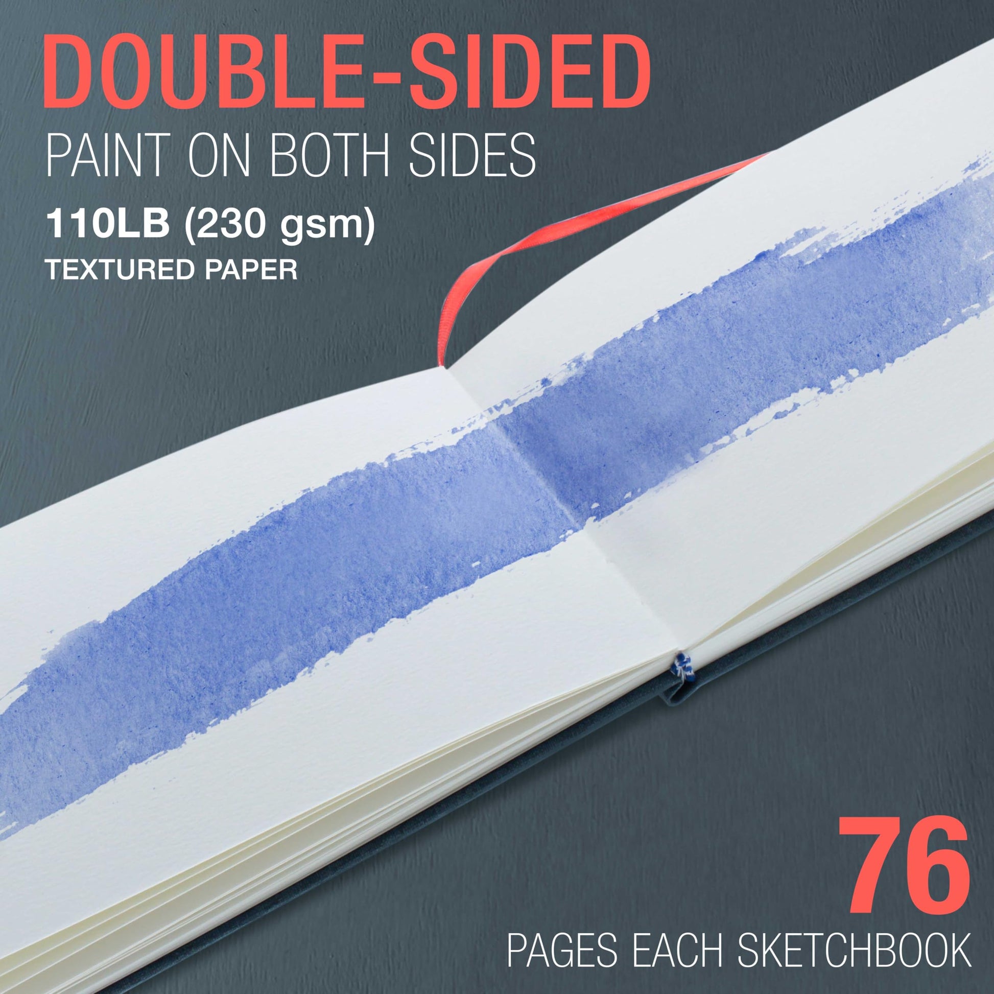 U.S. Art Supply 5.5" x 8.5" Watercolor Book (2 Pack, 76 Sheets Each) - 110lb (230 GSM) Linen-Bound Hardcover Artist Paper Pads - Acid-Free