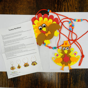 4E's Novelty Thanksgiving Necklace Crafts for Kids Bulk - 12 Pack DIY Turkey Necklace Craft for Kids with 4 Styles, Thanksgiving Toddler Craft