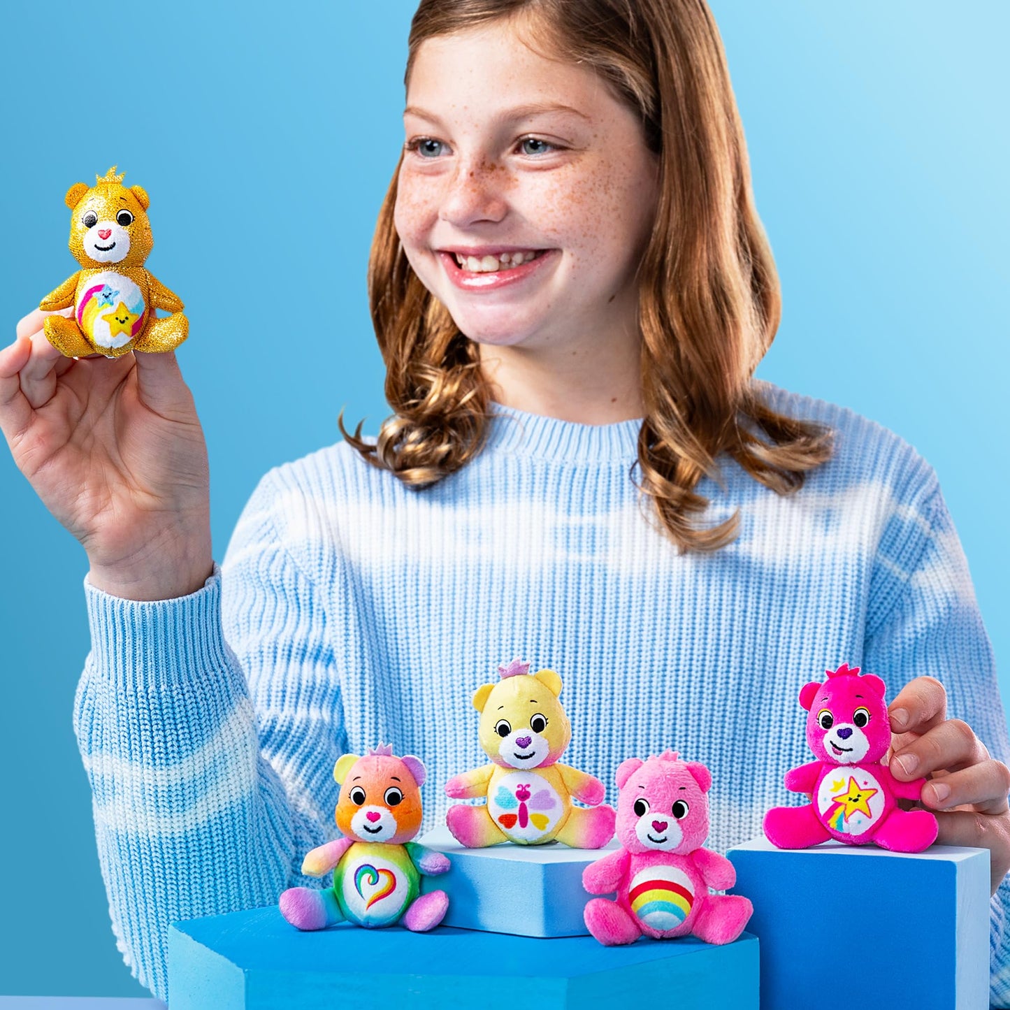 Micro Teenies - Care Bears 3" Micro Plush 5-Pack Treasure Box - Collectible Miniature Plush Figure, Suffed Animal, Toy Mini Soft Figure for Kids Ages