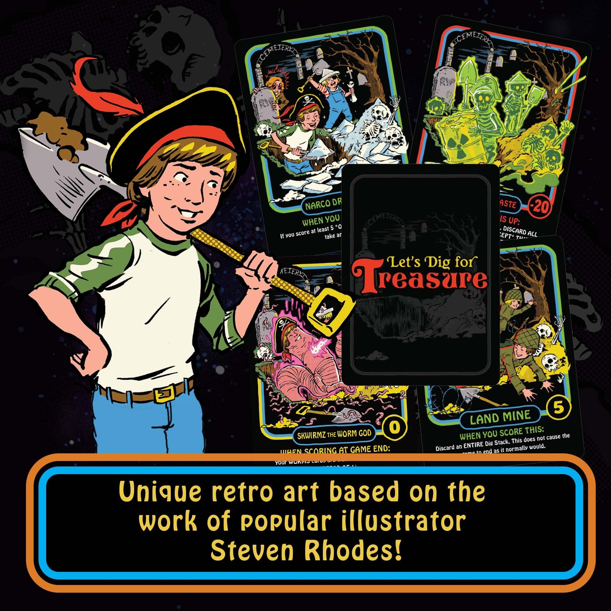 Cryptozoic Entertainment Let’s Dig for Treasure - Push-Your-Luck Card Game - 2-5 Players - Steven Rhodes Artwork - Dynomite Games
