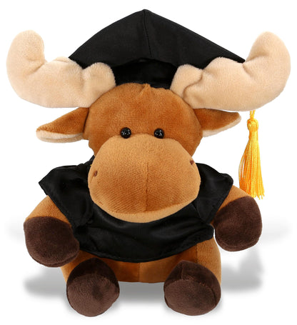 DolliBu Moose Graduation Plush Toy - Soft Huggable Graduation Stuffed Animal Dress Up with Gown and Cap with Tassel Outfit with Personalization - 6