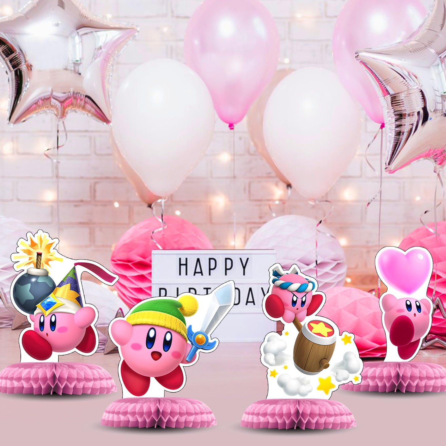 Cartoon Star Birthday Party Supplies, 7Pcs Game Theme Party Centerpieces Table Toppers, Photo Booth Props, Double Side Cake Toppers, for Girls Boys