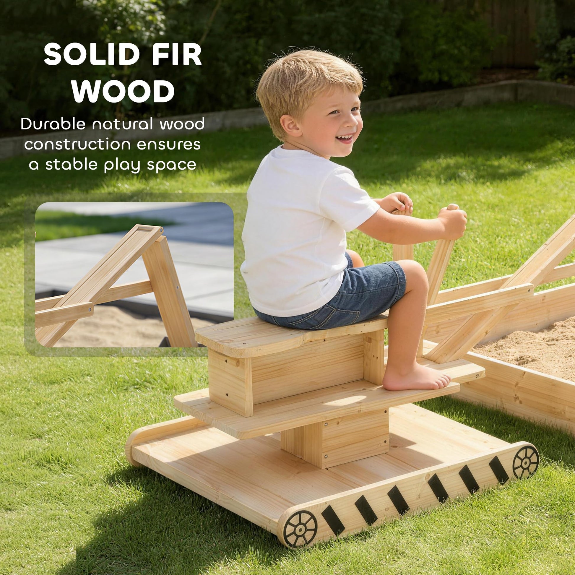 Qaba Wooden Sandbox with Digger Sandpit No Power Ages 3-6 72" x 35" x 22"