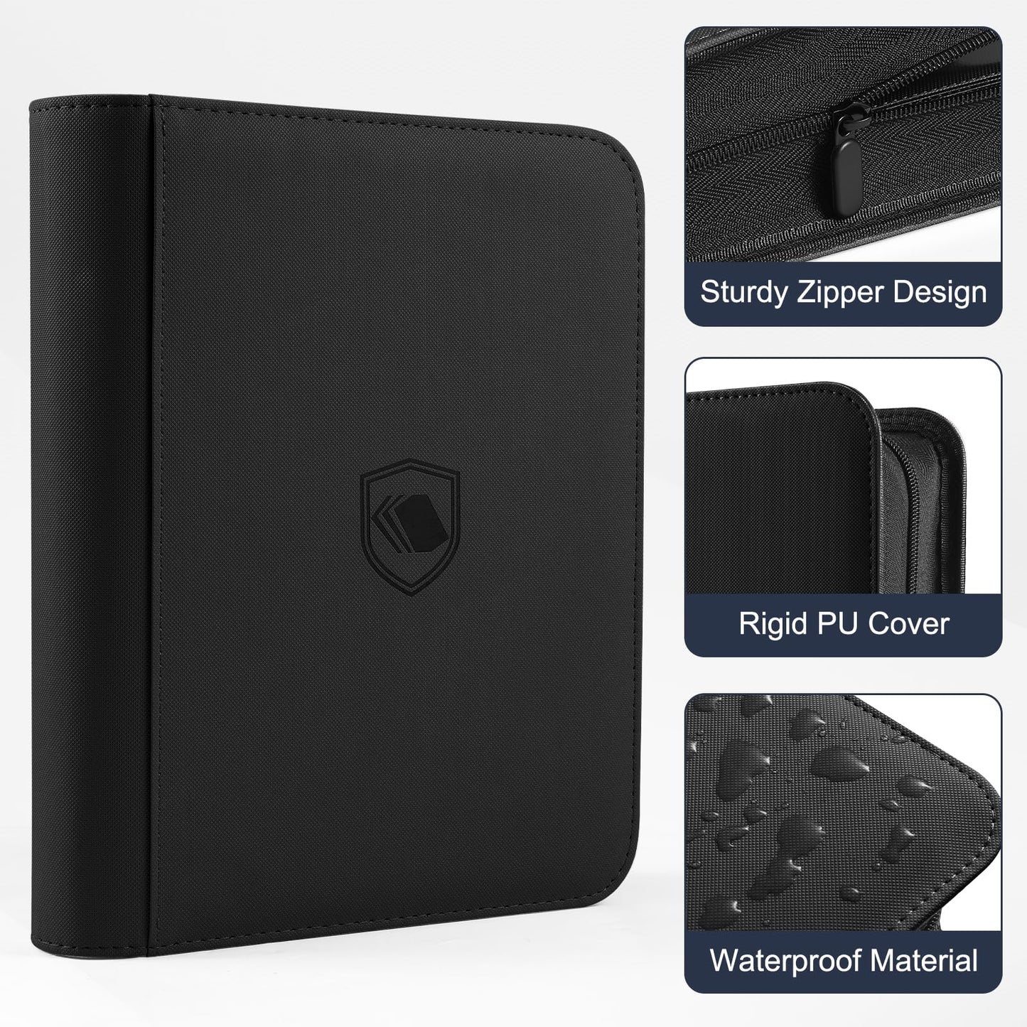 Toploader Binder, Holds 360 Toploader, 100 Toploaders INCLUDED, 9-Pocket PU Cover Top Loader Binder for 3" x 4" Rigid Toploaders, Ringless