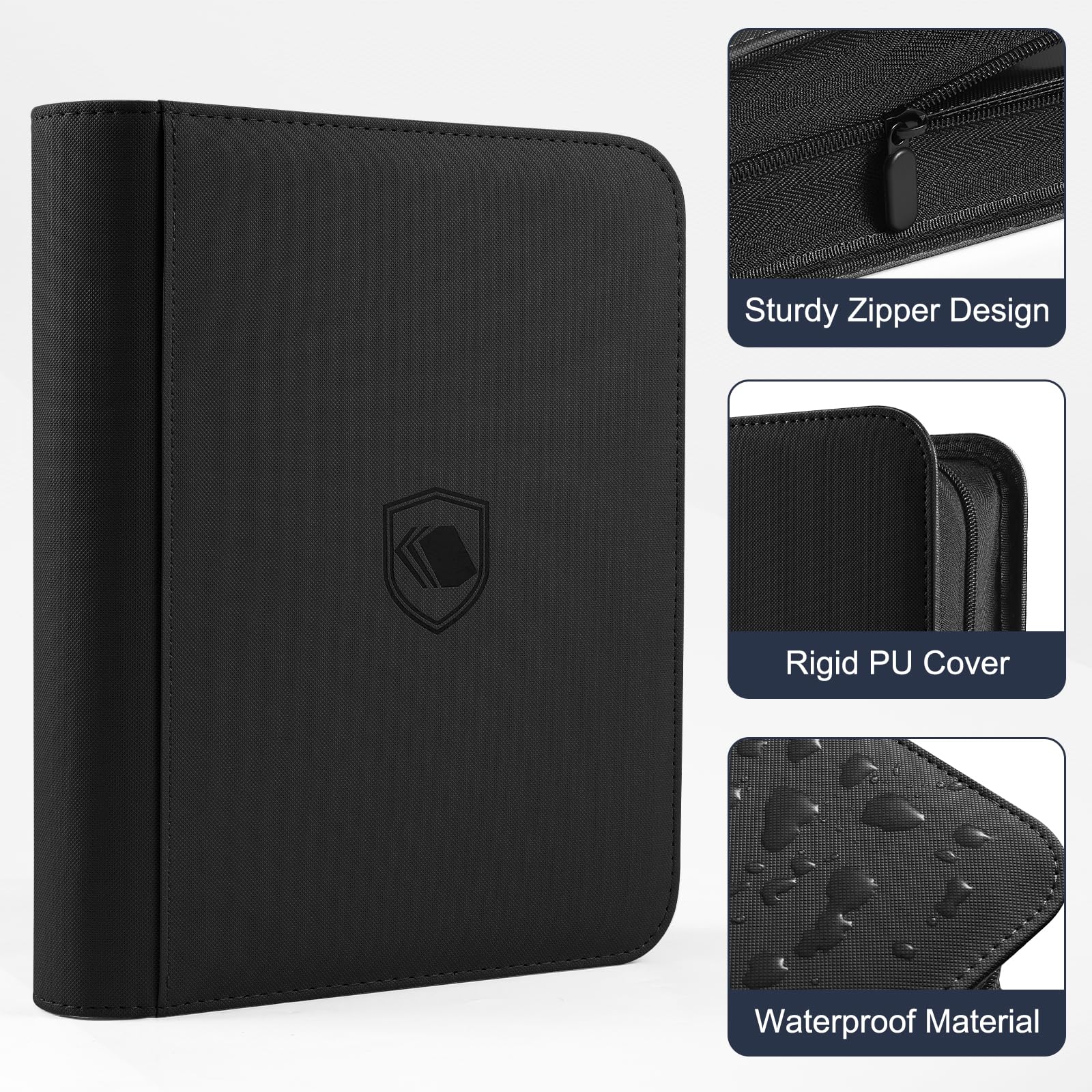 Toploader Binder, Holds 360 Toploader, 100 Toploaders INCLUDED, 9-Pocket PU Cover Top Loader Binder for 3" x 4" Rigid Toploaders, Ringless
