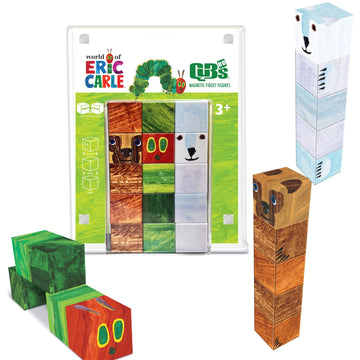 CreateOn Eric Carle Qubee 3 Pack Magnetic Cubes (Caterpillar, Brown Bear, Polar Bear) Playset, Magnetic Building Toys, Educational STEM & Montessori