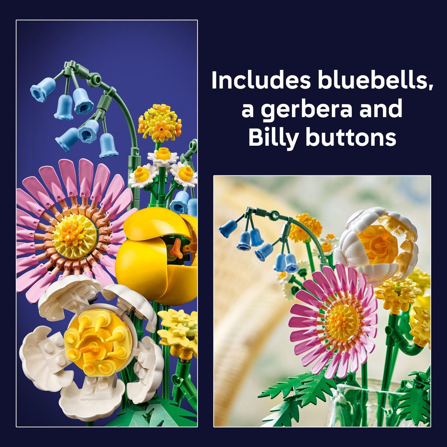 LEGO Botanicals Petite Sunny Bouquet Building Toy - DIY Floral Arrangement for Girls & Boys, Ages 9+ - Gift for Birthdays - Bedroom, Desk, Home Decor