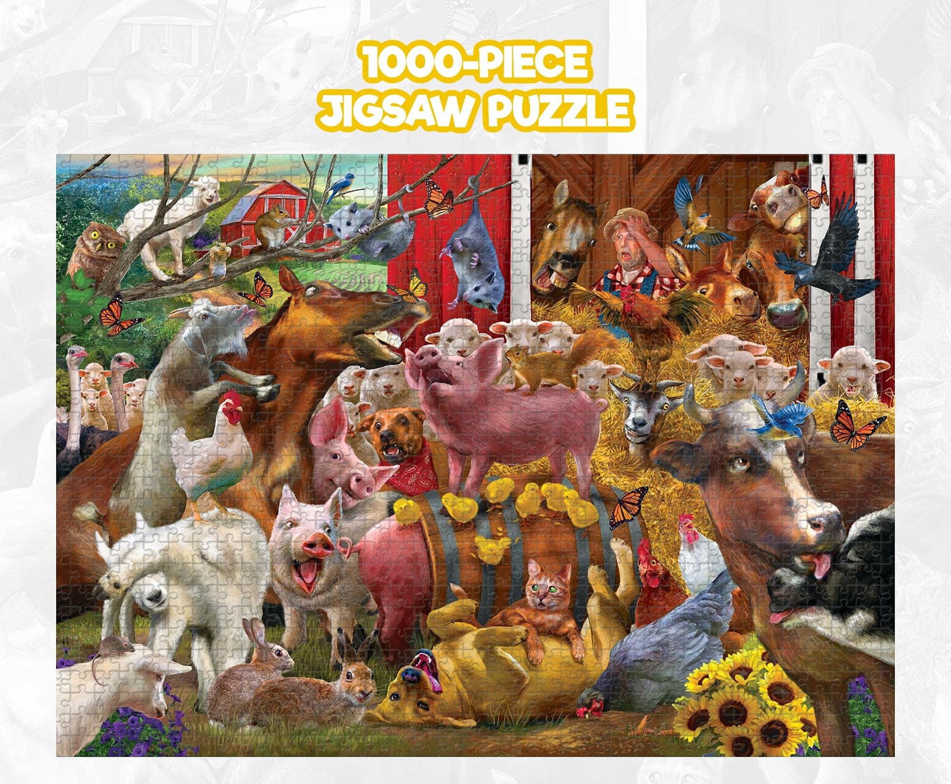 Animal Farm Barnyard 1000 Piece Jigsaw Puzzle for Adults and Kids | Arts and Crafts Project, Interactive Brain Teaser Board, Educational Toys & Games