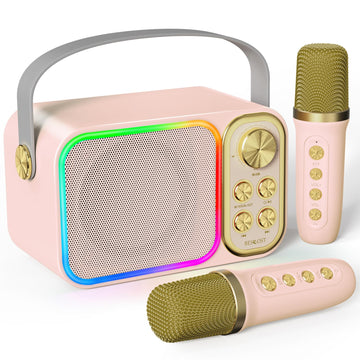 LED Kids Karaoke Machine-Portable Bluetooth Speaker & Microphones | White Elephant Gifts | Christmas Stocking Stuffer | Birthday Toys for 3-12+ Years