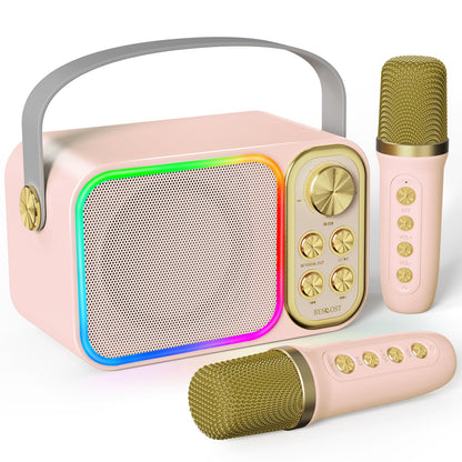 LED Kids Karaoke Machine-Portable Bluetooth Speaker & Microphones | White Elephant Gifts | Christmas Stocking Stuffer | Birthday Toys for 3-12+ Years
