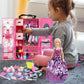 ZHENYETAI 184 Piece Doll Wardrobe&Toy Folding Wardrobe - Includes Folding Wardrobe+Tent+Dog and Cat Pet House with Rich Accessories for Easy Storage