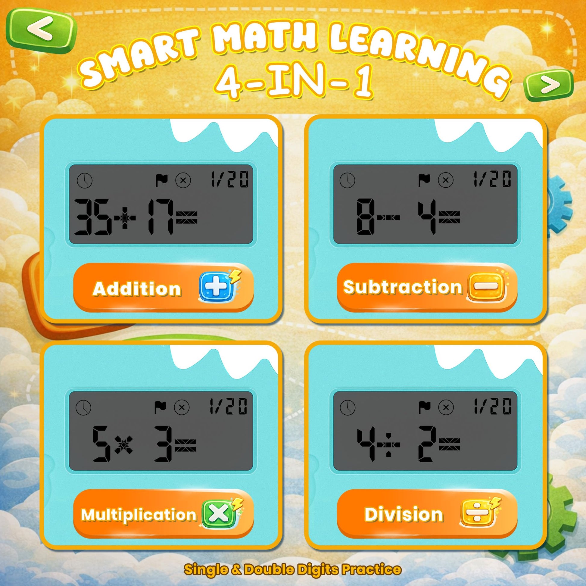 Math Games for Kids Ages 5-12, Portable Kids Calculator Toy, Addition Subtraction Multiplication Division Practice, 4 Logic Modes, 100,000 Questions