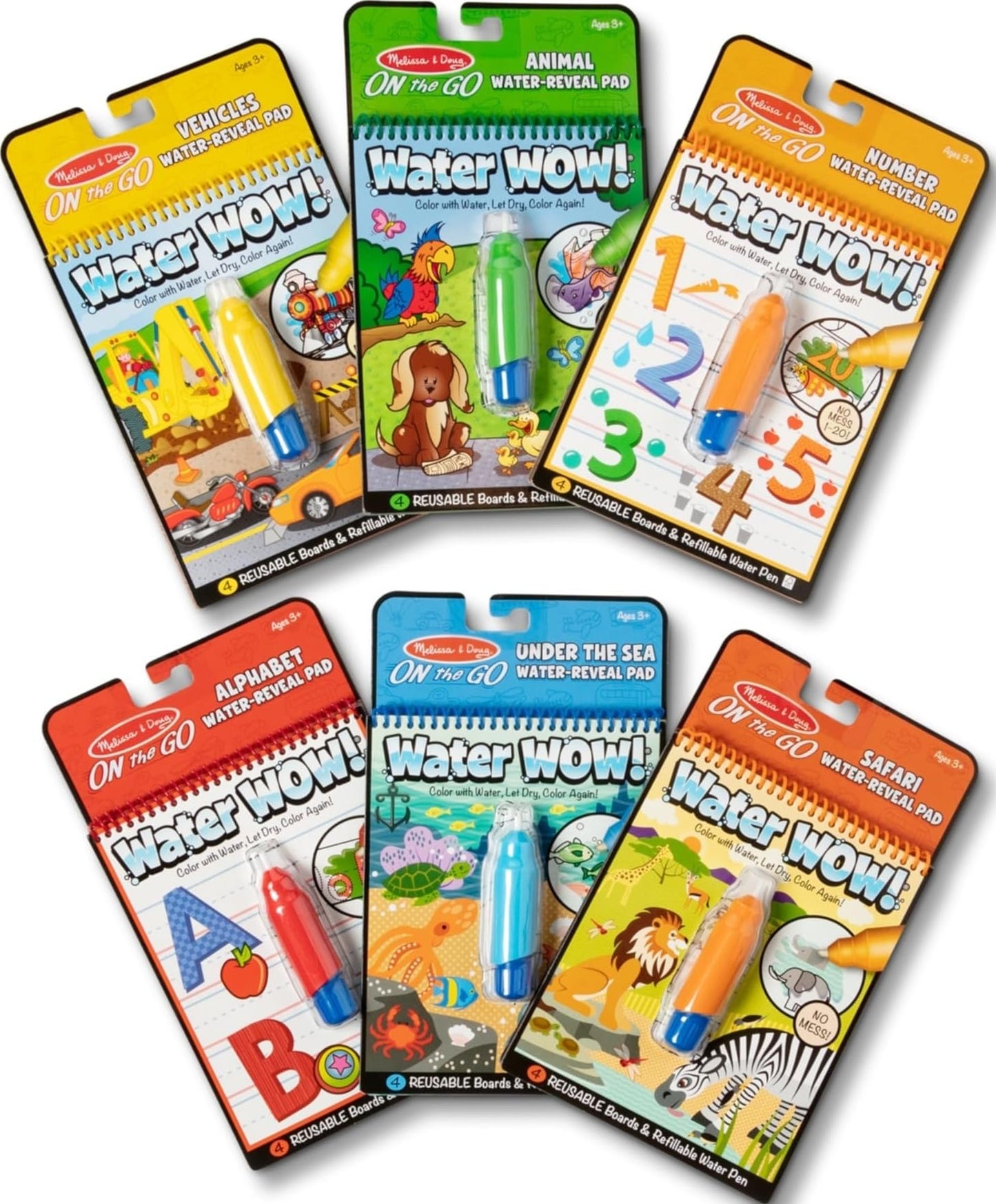 Melissa & Doug Water Wow! - Water Reveal Pad Bundle - Animals, Alphabet, Numbers and More - FSC Certified