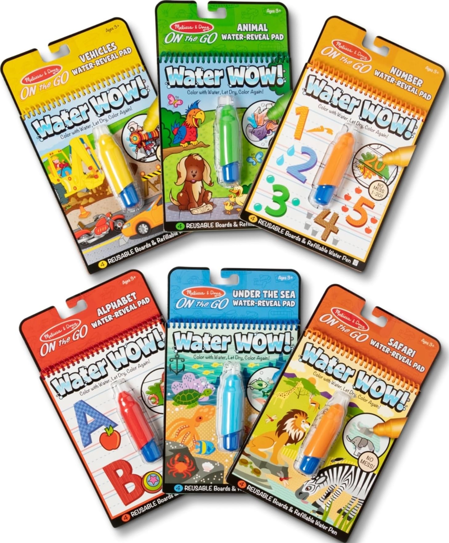 Melissa & Doug Water Wow! - Water Reveal Pad Bundle - Animals, Alphabet, Numbers and More - FSC Certified