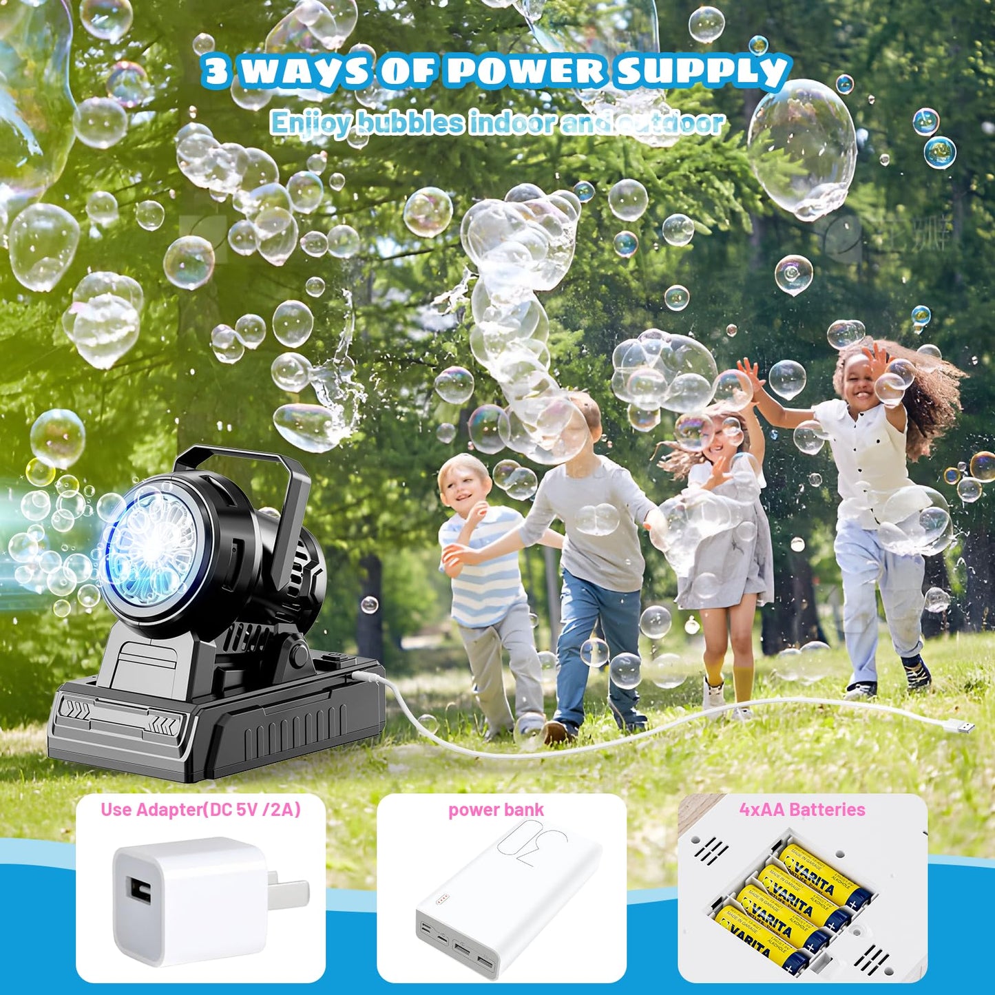 SHCKE Automatic Bubble Machine 10 Holes Bubble Blower,45° Adjustable