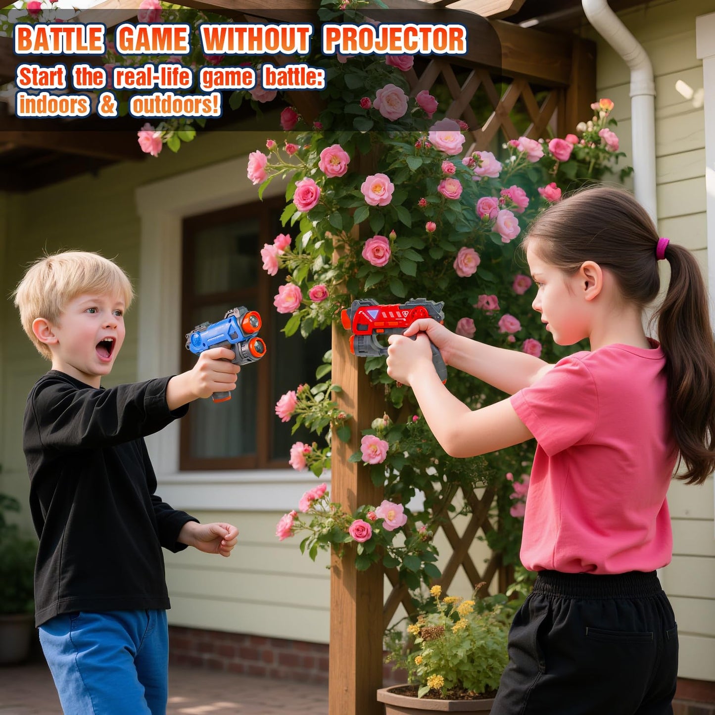 HISTOYE Mini Laser Tag Guns Set of 2 with Projector Laser Gun Shooting Game