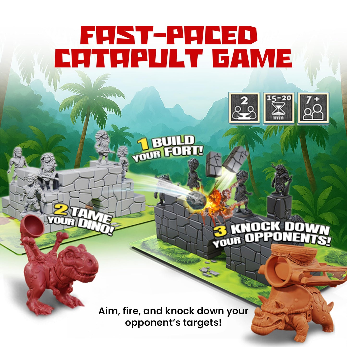 Catapult Feud - Base Game, Expansions, and Accessories (Dino Pack Expansion)