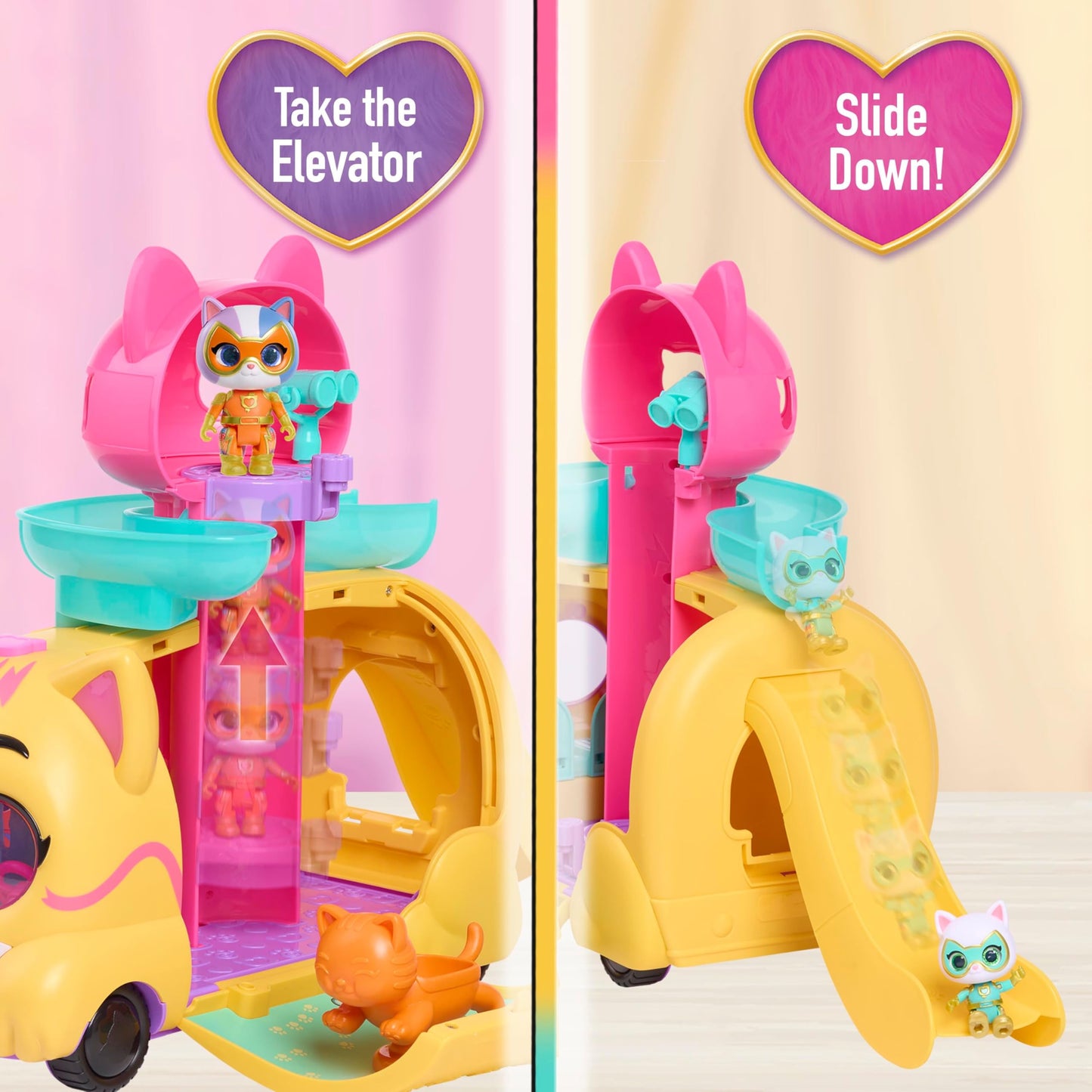Disney Junior SuperKitties Purr ‘N’ Go Lights and Sounds Playset, 10 Pieces, Articulated Figures, Kids Toys for Ages 3 Up by Just Play