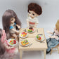 Miniature Dollhouse Food Set Handmade, 5 Realistic Meal Plates, Air Dry Clay Mini Food Accessories, 1:6 Scale Kitchen Decor, 1.3 Inch Ceramic Plates