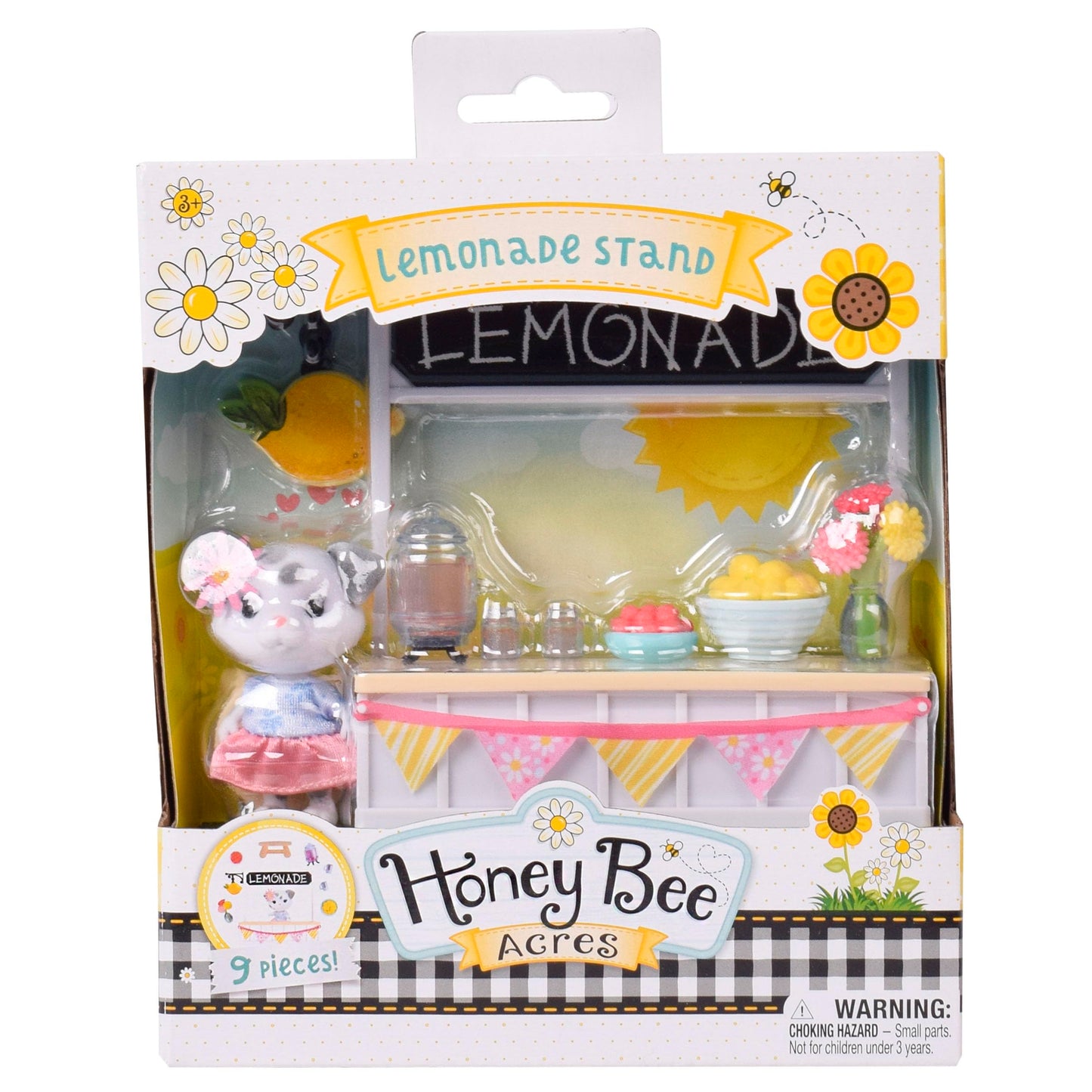 Honey Bee Acres Sweet & Sour Lemonade Stand, Complete Set with Miniature Flocked Doll Figure, 9 Pieces , Ages 3+