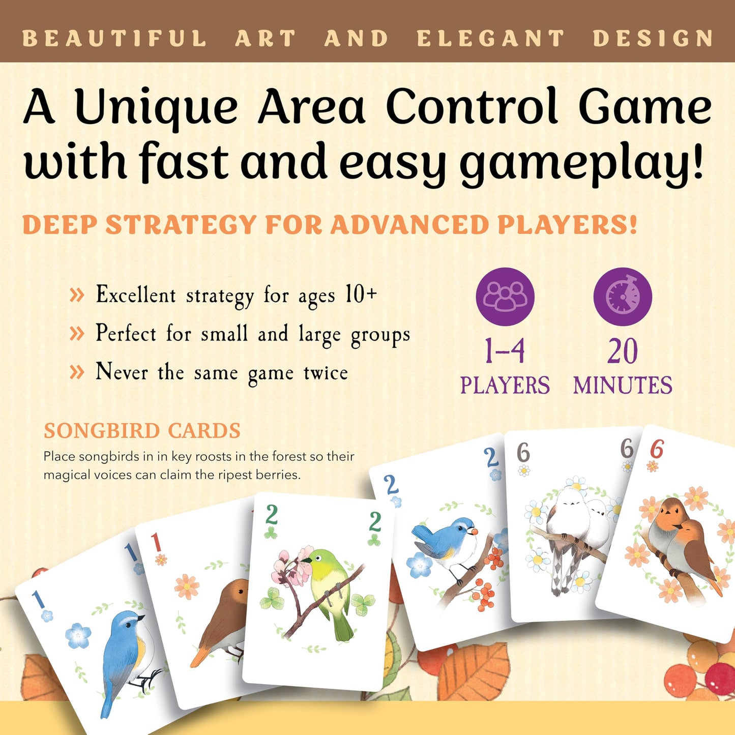Songbirds Card Game - Fun Family Board Game for 1-4 Players - Easy to Learn Featuring Bird Art