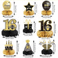 9 Pieces 16th Birthday Decoration for Boys Black Gold 16th Birthday Tables Decor Honeycomb Centerpieces Cheers to 16 Years Table Topper for Boys Girls