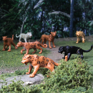 Safari Ltd. Big Cats TOOB - 9 Mini Figurines Including Lion, Tiger, White Tiger, Jaguar, Black Jaguar, Mountain Lion, Cheetah, Leopard, and Ocelot