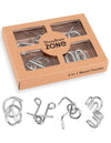 4-in-1 Classic Metal Puzzle Set by Sharp Brain Zone - Durable Brainteasers, Mechanical Logic Games, Brain Training Challenges, Travel Puzzles & Smart