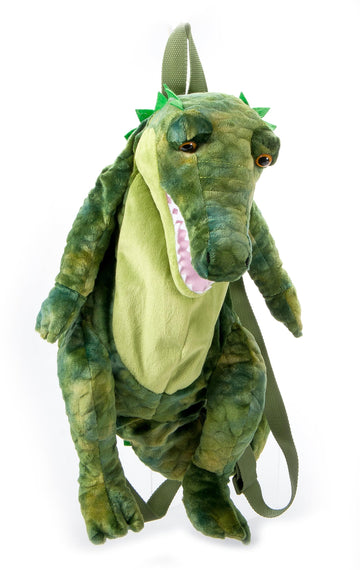 The Petting Zoo Alligator Stuffed Animal Plushie Backpack, Gifts for Kids, Sealife Animal Toy, Green Alligator Plush Toy Book Bag, 20 inches
