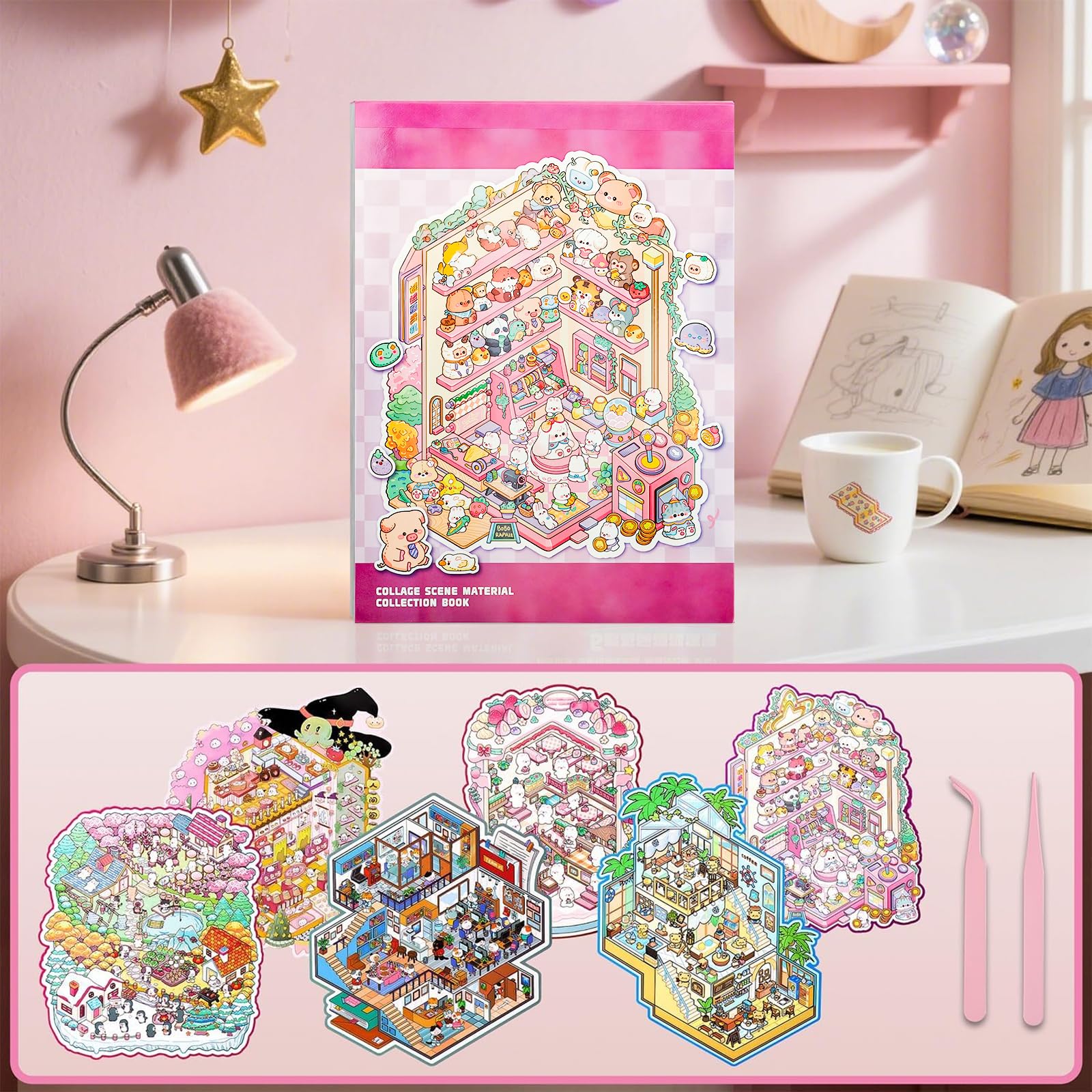 WEINSYT 3D Sticker Scene Book 2-Pack