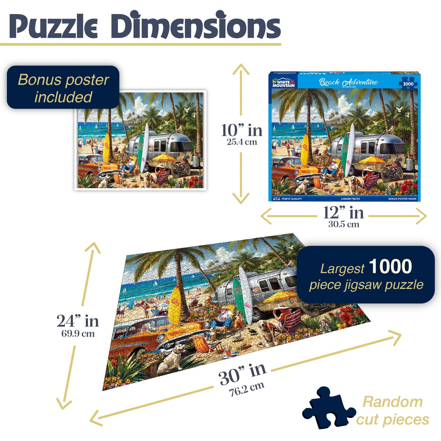 White Mountain 1000 Piece Jigsaw Puzzle Scenic Summer, Beach Adventure