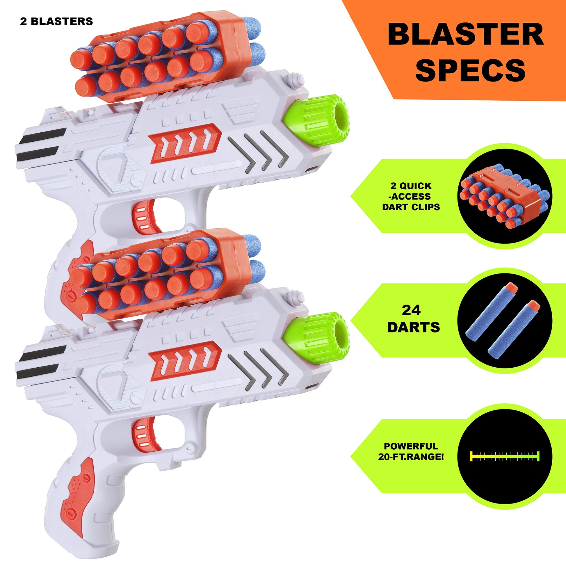 JOYIN T-Interstellar Shooting Game Target Set of Shooting Pop Out Targets with 2 Rotating Barrier, Include 2 Foam Darts Toy Guns and Convenient Clips