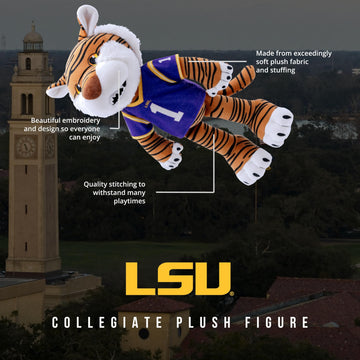 Plushible 14" LSU Mike The Tiger Mascot Plush Figure Toy - College Football Plush Doll, Soft Stuffed Toy for Kids & Adults, Surface Washable Ragdoll