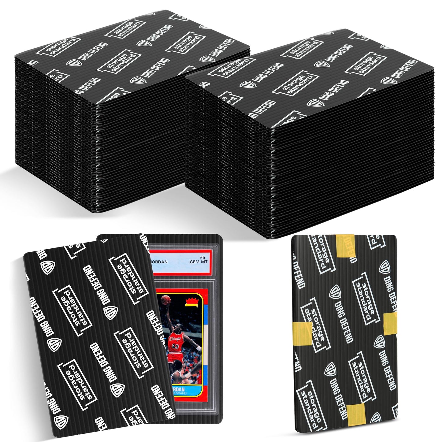 Ding Defend 4x6 Black Trading Card Shipping Protector 110 Pack - Sports Card Protectors Hard Plastic w/Rounded Corners, Hobby Shipping Shield for