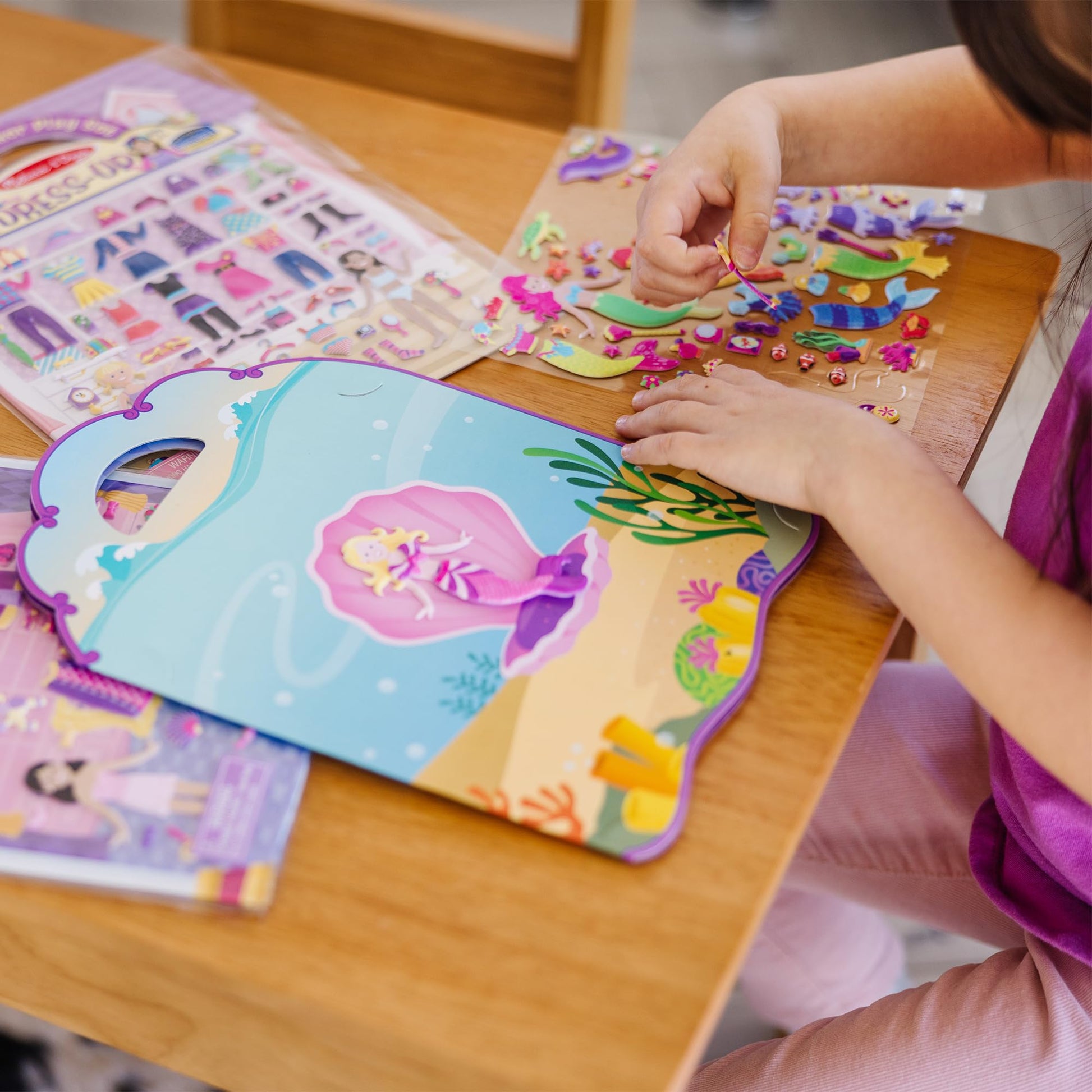 Melissa & Doug Puffy Sticker Activity Books Set of 3 - Dress-Up, Princess & Mermaid, with 208 Reusable Stickers and Fold-Out Scenes, Mess-Free Travel