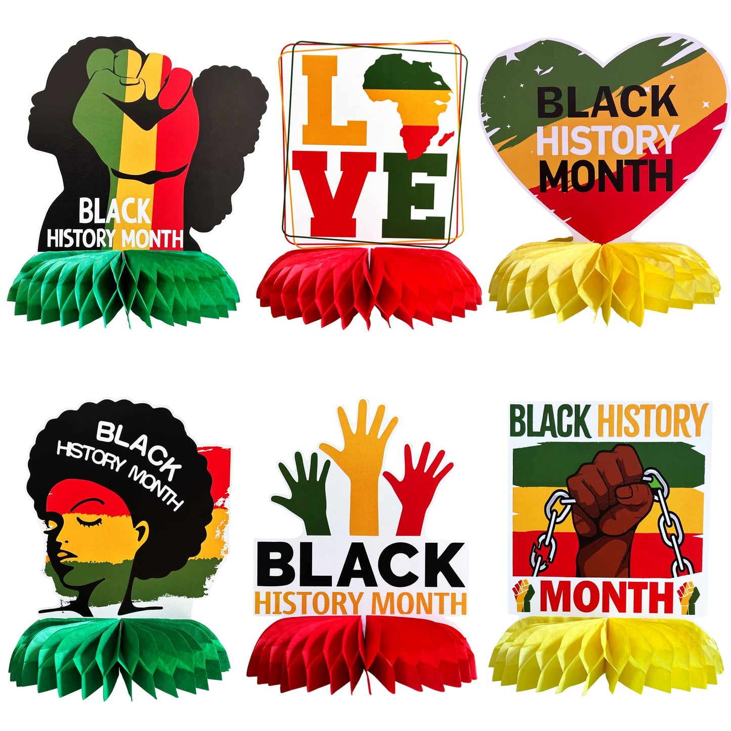 6 Packs Black History Month Party Supplies Honeycomb Centerpieces