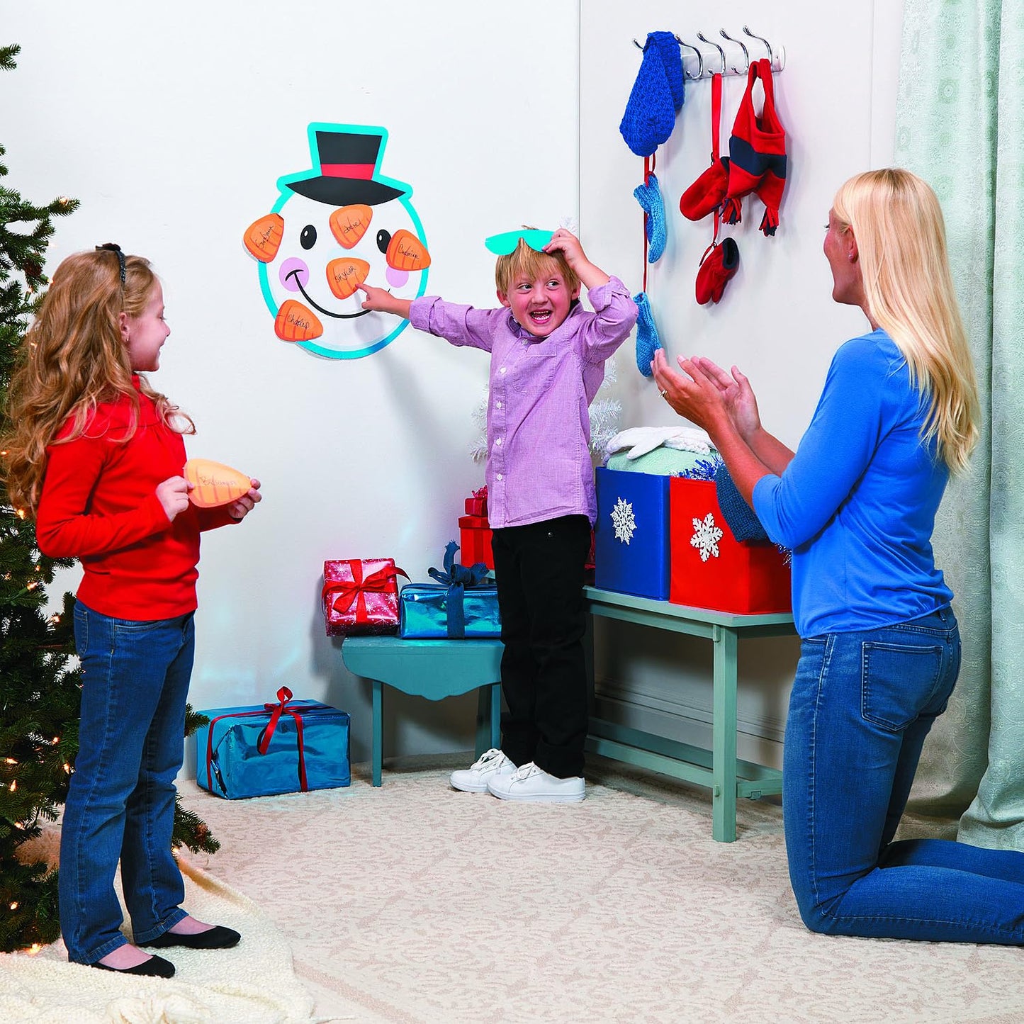 Pin The Nose on The Snowman Christmas Holiday Party Game with Blindfold & Instructions